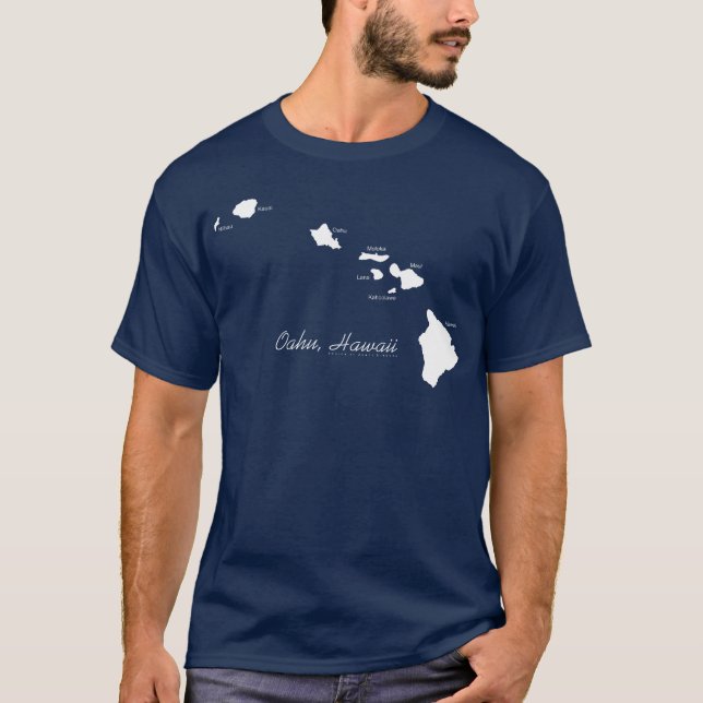 T-shirt Oahu Hawaii Avec Les Îles Hawaïennes (Devant)