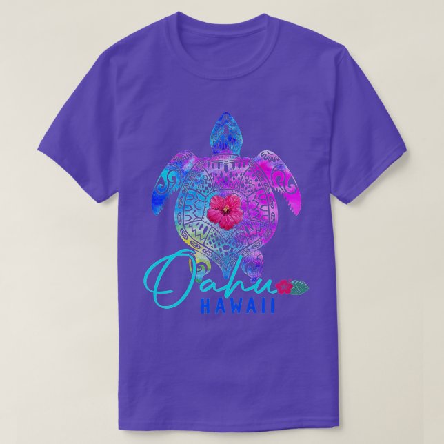 T-shirt Oahu Hawaii Hawaii Tie Dye Sea Turtle Vacances S (Design devant)