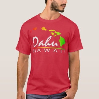 T-shirt Oahu Hawaiian Islands vintages dessins en détresse
