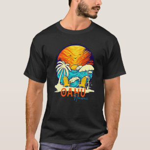 T-shirt Oahu Sunset Beach Hawaiian Vacances Couples Famill