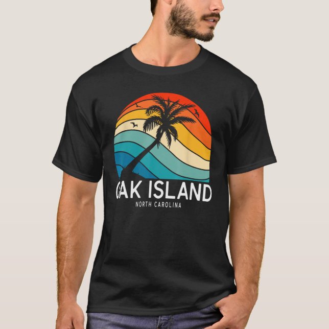 T-shirt Oak Island Beach North Carolina Beach Palm Tree So (Devant)