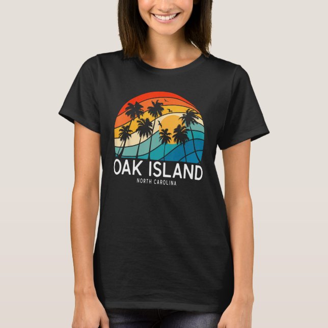 T-shirt Oak Island Beach North Carolina Palm Tree Beach So (Devant)