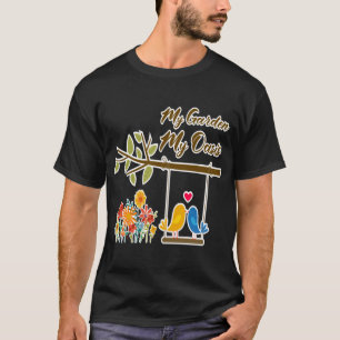 T-shirt Oasis de jardin Oiseaux mignons sur balançoire Art