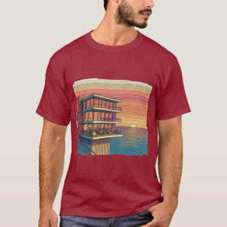 T-shirt Oasis moderne : Coucher de soleil de luxe