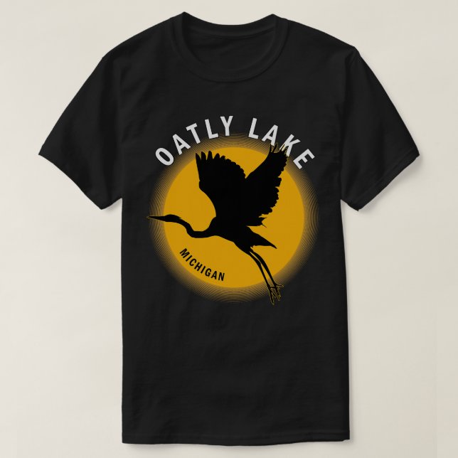 T-shirt Oatly Lake dans le Michigan Heron Sunrise (Design devant)