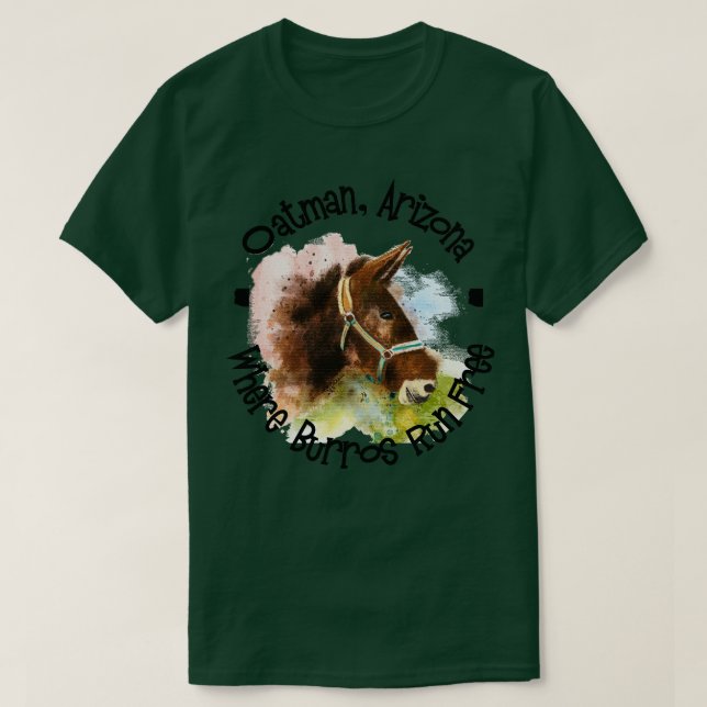T-shirt Oatman Arizona où Burros Courent Gratuitement (Design devant)