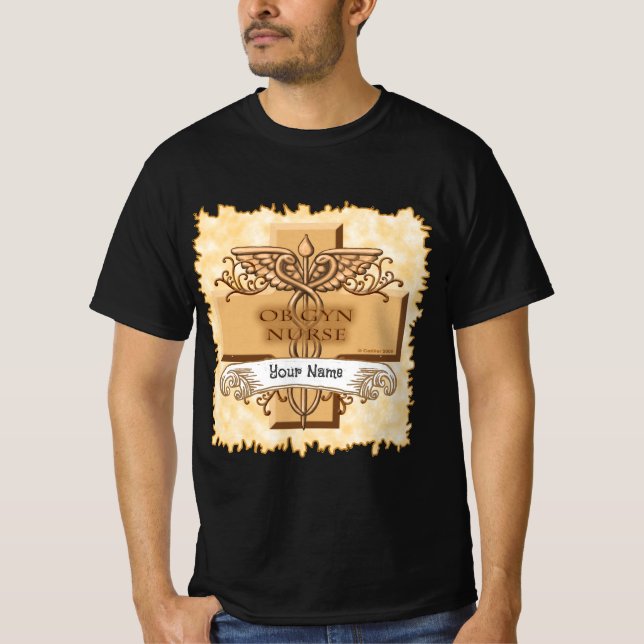 T-shirt Ob Gyn Nurse cross Caduceus (Devant)