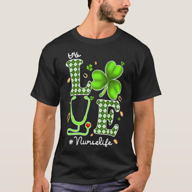 T-shirt Ob Infirmière Jour de la Saint Patrick Amour Steth (Devant)