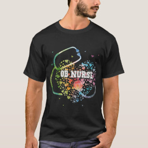 T-shirt Ob Nurse Watercol Love Heart Stethoscope RN Nurse'