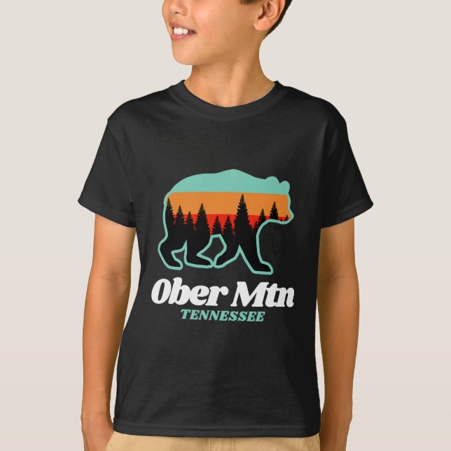 T-shirt Ober Mountain Tennessee Skiing Snowboarding Bear  (Devant)