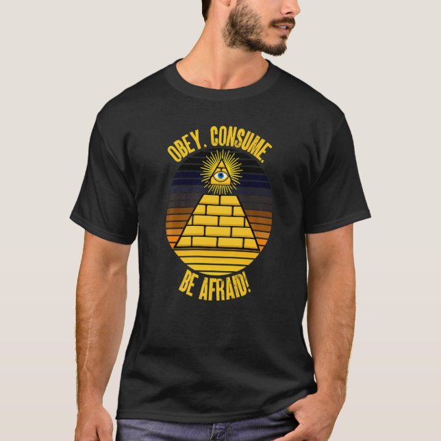 T-shirt Obey Consume Be Afraid Paranoia Propaganda Fear Py (Devant)