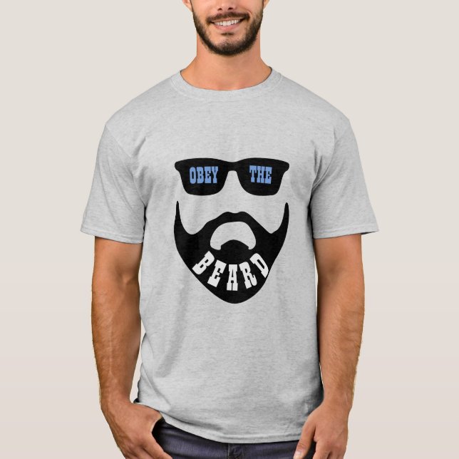 T-shirt Obey the Beard (Oeil Bleu de Barbe Noire) (Devant)