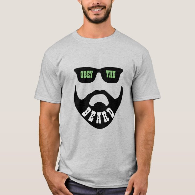 T-shirt Obey the Beard (Yeux verts de la barbe noire) (Devant)