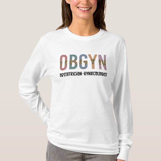 T-shirt OBGYN obstétricien gynécologue Empreinte de léopar (Devant)