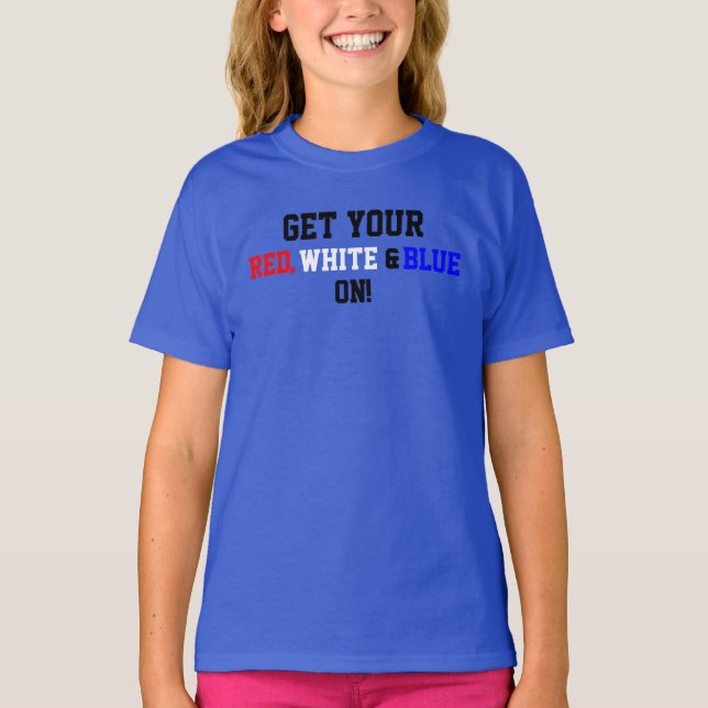 T-shirt Obtenez Votre Blanc Rouge Sur USA (Devant)
