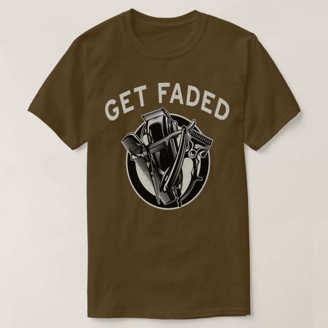 T-shirt Obtenir Faded Barber Coiffeur Salon Coiffeur Coiff (Design devant)