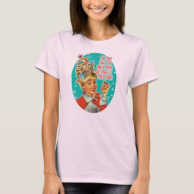 T-shirt Obtenir Lit Pour Fille De Noël - Rétro T Chemise (Devant)
