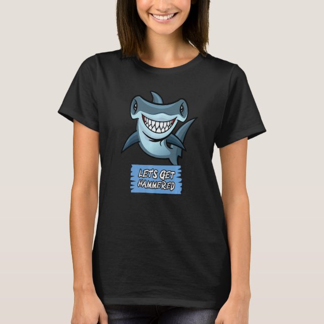 T-shirt Obtenons Hammered Hammerhead Shark Drinking Prem (Devant)
