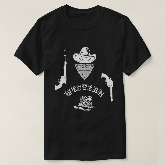 T-shirt Occidental drôle, unique, noir, personnalisable (Design devant)