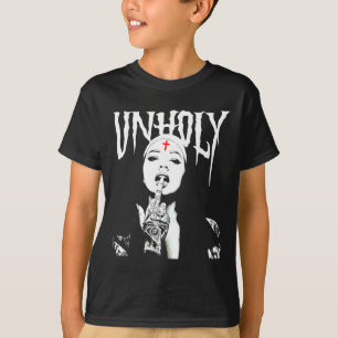 T-shirt Occulte Gothique Sombre Nun Satanique Tattoos Unho