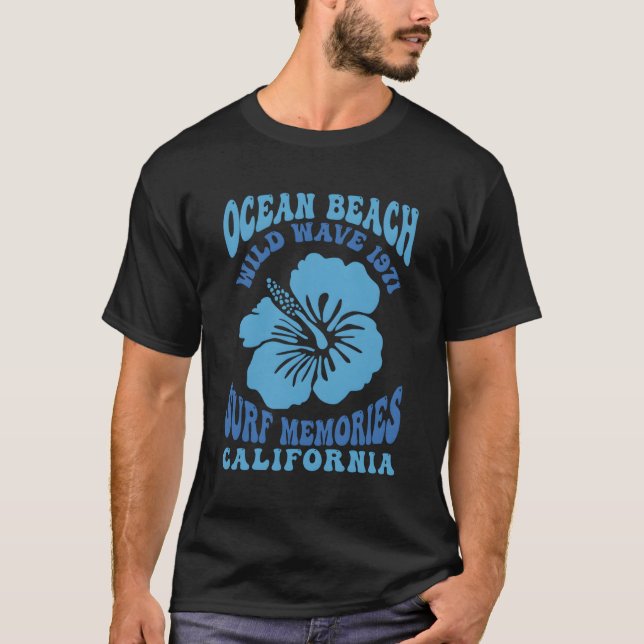 T-shirt Ocean Beach Wild Wave 1971 Surf souvenirs (Devant)