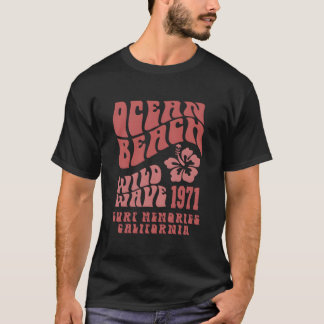 T-shirt Ocean Beach Wild Wave Surf Aesthetic Words On Back
