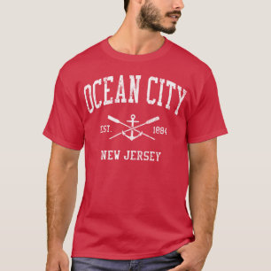 T-shirt Ocean City Nj Rames Croisées Ancre De Bateau Sport