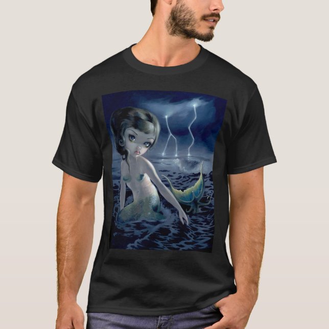 T-shirt Océan de tempête de foudre de CHEMISE de sirène de (Devant)