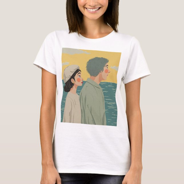 T-shirt Ocean Love : Un couple rêvé (Devant)