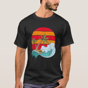 T-shirt Ocean Palm Trees Vibes d'été Vagues rétro Tropique
