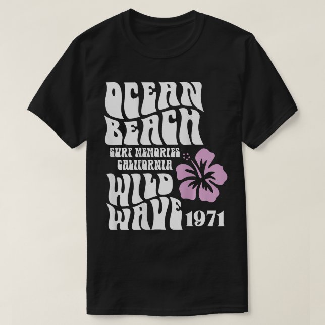 T-shirt océan plage vague sauvage surf souvenirs Californi (Design devant)
