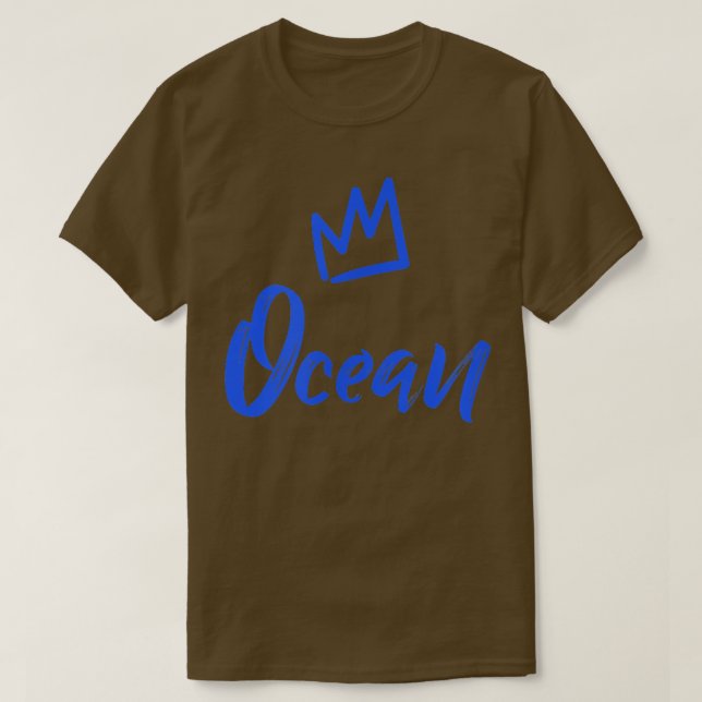 T-shirt Ocean the King Blue Crown & Name for Men Called O (Design devant)