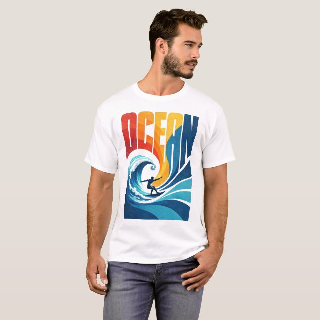 T-shirt OCEAN Wave Surfer – Retro Surf Lifestyle Art (Devant entier)