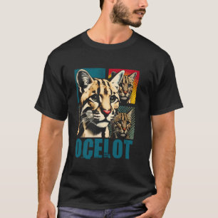 T-shirt Ocelot Pop Art - Ocelot Jaguar Chat Sauvage Vintag