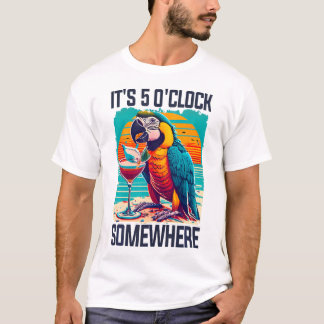 T-shirt OClock Quelque part Boire du cocktail de perroquet