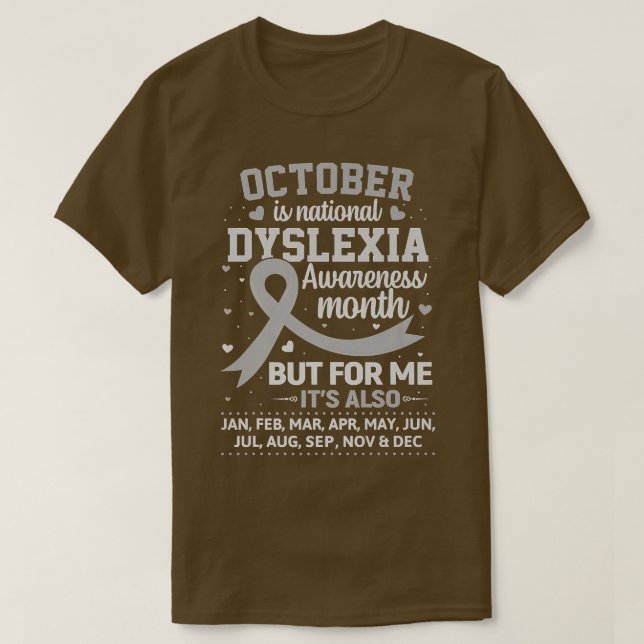 T-shirt October is Dyslexia (Design devant)