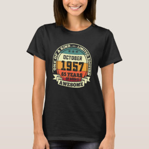 T-shirt Octobre 1957 65e anniversaire 65 ans d'être Awes