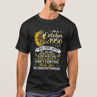 T-shirt Octobre Filles 1950 Chemise 70e Anniversaire 1950