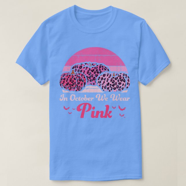 T-shirt Octobre Nous Portons Le Citrouille Léopard Rose Ha (Design devant)