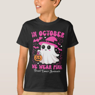 T-shirt Octobre Nous Portons Pink Ghost Witch Cancer du Se