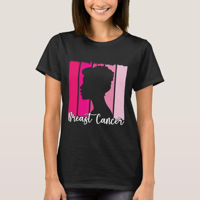 T-shirt Octobre Nous Portons Rose Noir Afro Femmes Cance d (Devant)