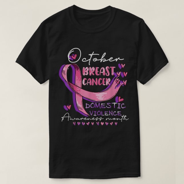 T-shirt Octobre Prix de la violence domestique et du cance (Design devant)