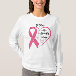 T-shirt Octobre Ruban rose - Espoir, force et courage avec