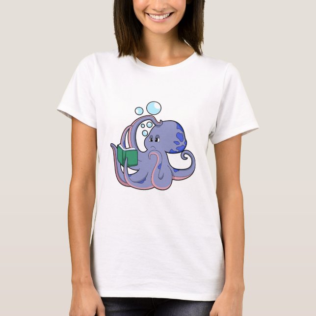 T-shirt Octopus à la lecture avec livre (Devant)