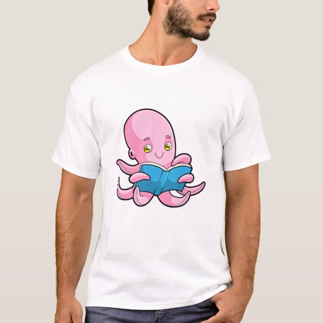 T-shirt Octopus à la lecture d'un livre (Devant)