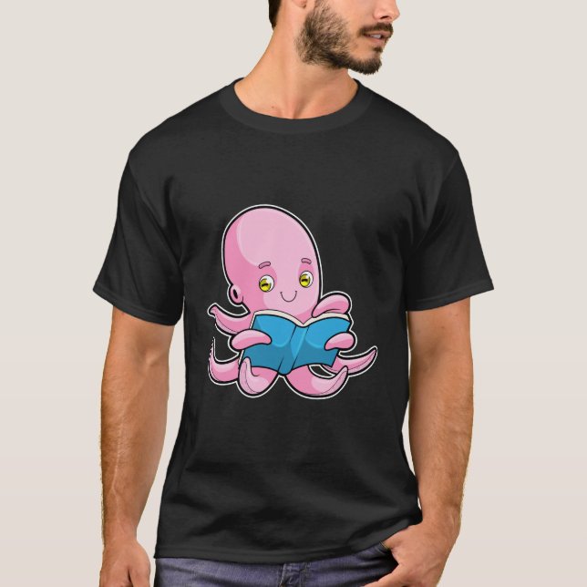 T-shirt Octopus à la lecture d'un livre (Devant)