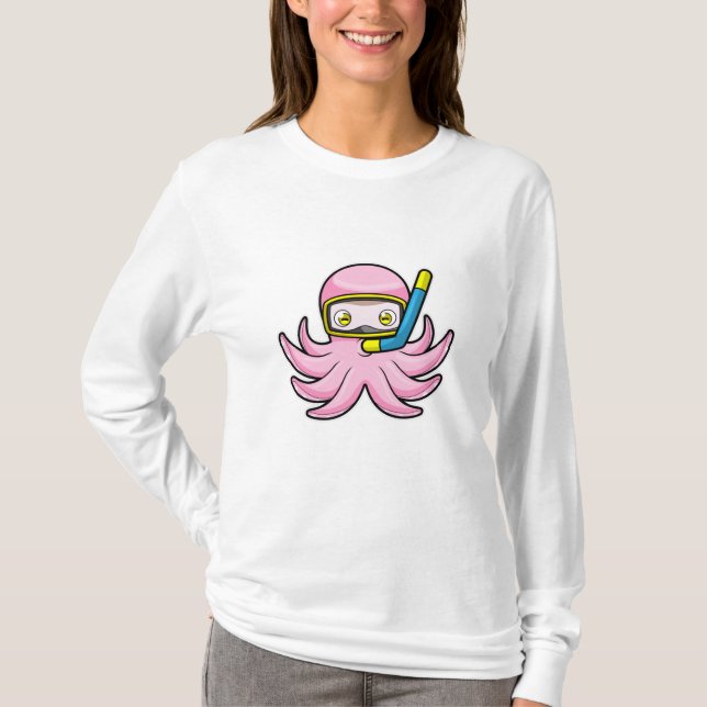 T-shirt Octopus à la plongée avec tuba et lunettes de nata (Devant)