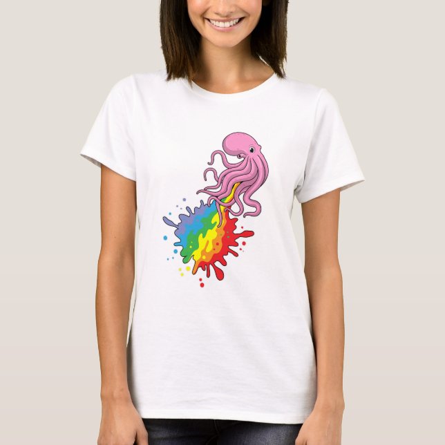 T-shirt Octopus avec arc-en-ciel (Devant)