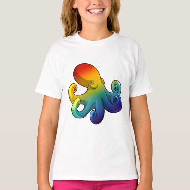 T-shirt Octopus avec arc-en-ciel (Devant)