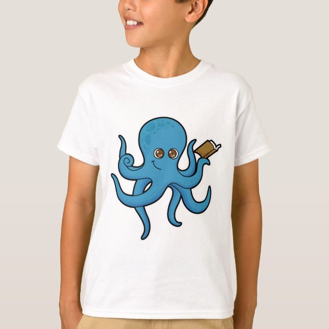T-shirt Octopus avec livre (Devant)